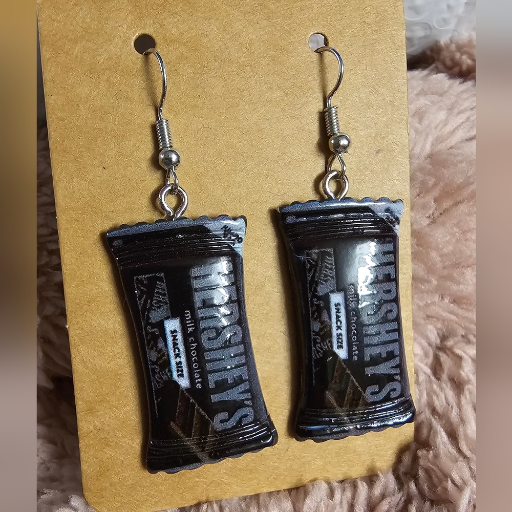 Chocolate Candy Bar Earrings - Black NWOT - Picture 2 of 7